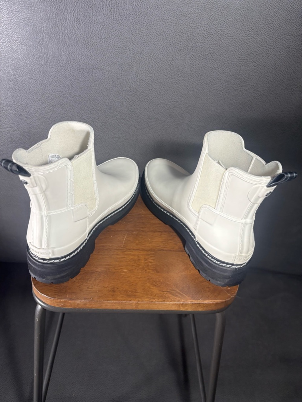 Hunter Women's Chelsea Rain Ankle Boots - Cream/White with Black Sole - Picture 7 of 9